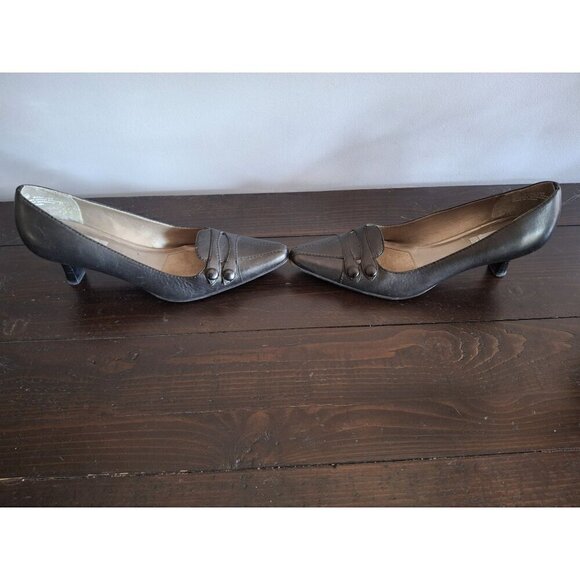 Victoria Spencer Black Leather "Sara Lee" Pumps/Pre-owned. Sz. 8.5M EUC - Picture 4 of 9